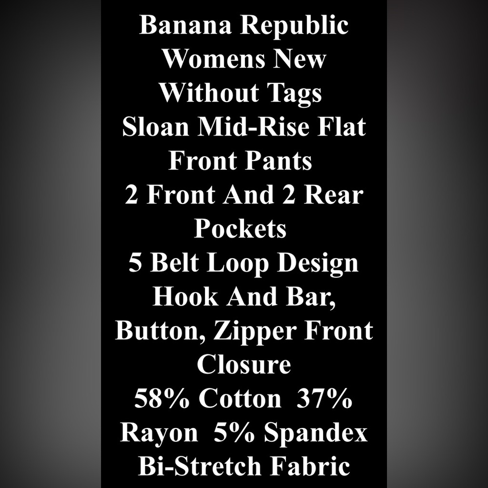 Banana Republic Sloan Mid-Rise Pants | Short Length | Black | Pockets | 6 | NWT - Picture 9 of 15